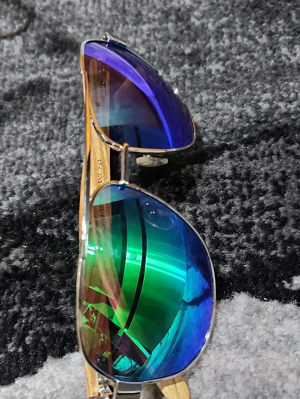 VINTAGE ZONI HANDMADE REFLECTIVE PLOARIZED ZEBRA & BLACK METAL AVIATOR SUNGLASSE